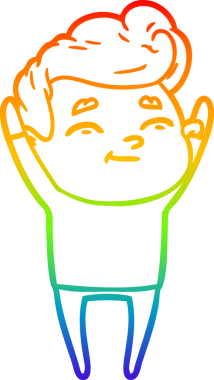 gökkuşağı gradyanı çizimi bir insan tarafından çizilmiş mutlu bir çizgi film adamı