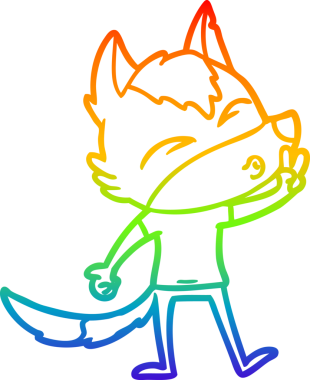 Gökkuşağı gradyan çizgi çizimi bir insan tarafından çizilmiş bir kurt çizgi filmi.