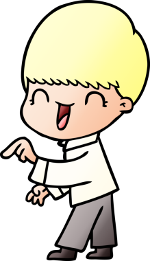 Bir insan tarafından çizilmiş mutlu çizgi film çocuğu.