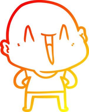 Bir insan tarafından çizilmiş mutlu, kel bir adamın sıcak çizgi çizimi.