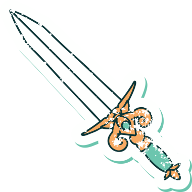 Bir insan tarafından çizilmiş bir hançerin sembolik dövmeli görüntüsü