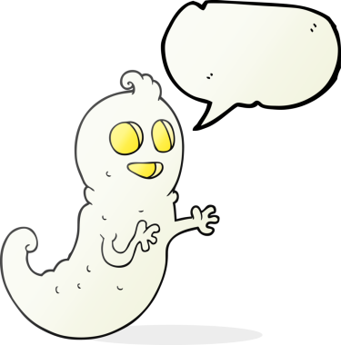 Bir insan tarafından çizilmiş serbest konuşma balonu çizgi film hayaleti.