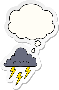 Düşünce baloncuklu karikatür fırtına bulutu insan tarafından çizilmiş bir çıkartma.