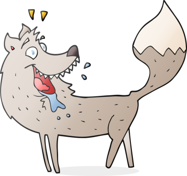 Bir insan tarafından çizilmiş serbest çizim bir karikatür kurt.