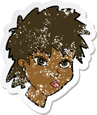 Bir insan tarafından çizilmiş garip bir kızın gerilimli çıkartması.