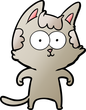 Bir insan tarafından çizilmiş mutlu çizgi film kedisi.