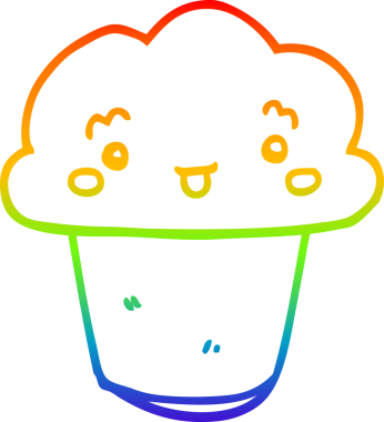 Gökkuşağı gradyan çizgi çizimi bir insan tarafından çizilmiş bir kek.