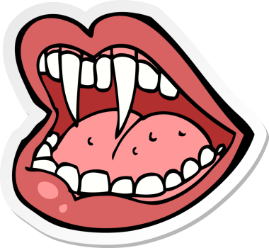 Bir insan tarafından çizilmiş vampir ağzının çıkartması.