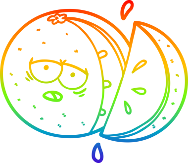 Gökkuşağı gradyan çizgi çizimi bir insan tarafından çizilmiş turuncu çizgi