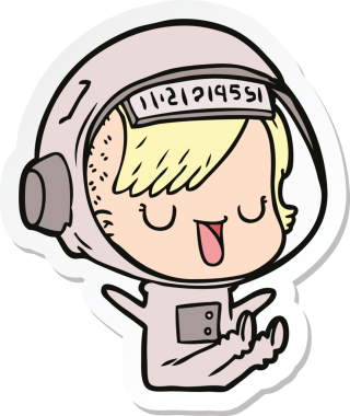 Bir insan tarafından çizilmiş astronot bir kadının çıkartması.