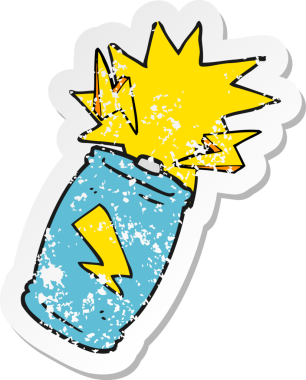 Bir insanın çizdiği karikatür bataryasının gerilimli yapıştırması.