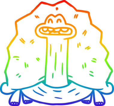 gökkuşağı gradyan çizgisi bir insan tarafından çizilmiş komik bir karikatür kaplumbağa çizimi