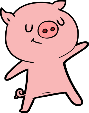 Bir insan tarafından çizilmiş mutlu domuz çizimi.