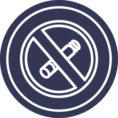 Bir insan tarafından çizilmiş sigara içilen dairesel simge yok