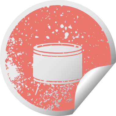 Bir insan tarafından çizilmiş davulun sıkıntılı dairesel soyulan çıkartması.