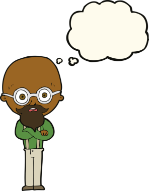 Bir insan tarafından çizilen düşünce baloncuğuyla yaşlı bir adamı sinirlendiren çizgi film.