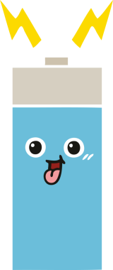 Bir insan tarafından çizilmiş düz renk retro pili.