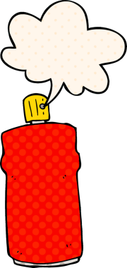 Bir insan tarafından çizilmiş çizgi roman tarzında konuşma baloncuğu olan çizgi film spreyi.