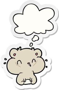 İnsan tarafından çizilmiş bir çıkartma olarak düşünce baloncuğu olan çizgi film hamsterı.