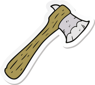 Bir insan tarafından çizilmiş bir baltanın çıkartması.