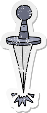 İnsan eliyle çizilmiş küçük bir hançerin çizilmiş karikatürü.