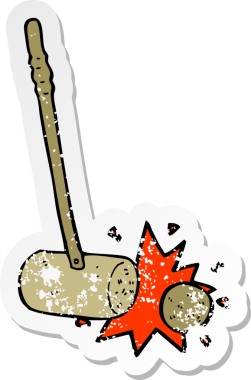 Bir insan tarafından çizilmiş topa vuran bir tokmağın gerilimli yapıştırması.