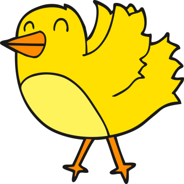 Bir insan tarafından çizilmiş çizgi film kuşu.