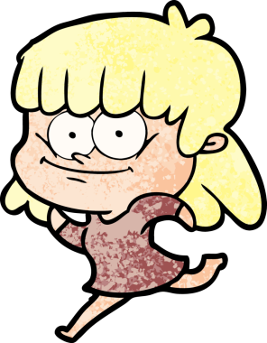 Bir insan tarafından çizilmiş gülümseyen bir kadın.