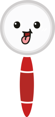 Bir insanın çizdiği büyüteçin düz renkli retro karikatürü