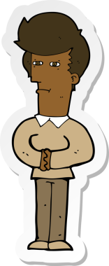 Bir insan tarafından çizilmiş gözlerini daraltan bir çizgi film karakterinin çıkartması.