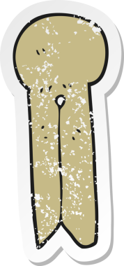 Bir insan tarafından çizilmiş eski tarz ahşap bir karikatür çıkartması.