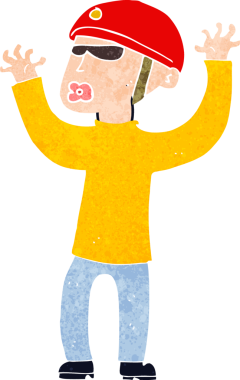 Bir insan tarafından çizilen panikleyen bir güvenlik görevlisi.