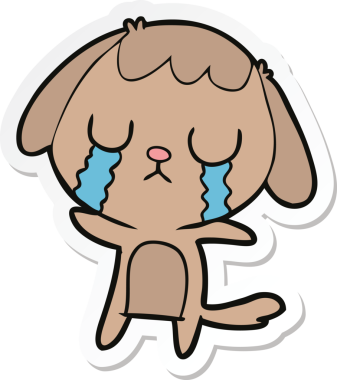 Bir insan tarafından çizilmiş şirin bir köpeğin çıkartması.