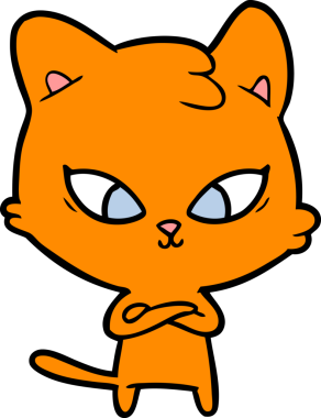Bir insan tarafından çizilmiş sevimli çizgi film kedisi.