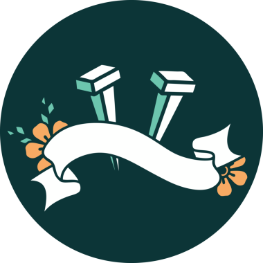 Bir insan tarafından çizilmiş demir çivi sancağıyla dövme stili simgesi