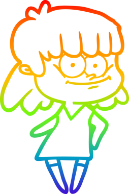 Bir insan tarafından çizilmiş gülümseyen bir karikatür çizimi.