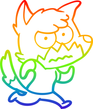 Gökkuşağı gradyan çizgi çizimi bir insan tarafından çizilmiş bir tilki