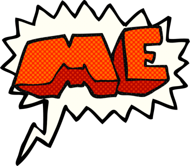 Bir insan tarafından çizilmiş serbest çizilmiş çizgi roman konuşma balonu ME sembolü