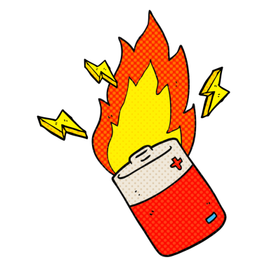 Bir insan tarafından çizilmiş serbest çizim alevli batarya.