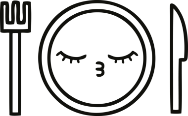 Bir insan tarafından çizilmiş bir yemek tabağının karikatürü.