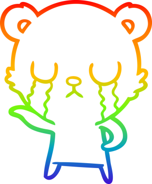 Bir insan tarafından çizilmiş ağlayan çizgi film ayısının çizimi.