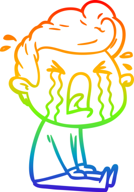 Bir insan tarafından çizilmiş ağlayan bir adamın çizdiği gökkuşağı gradyan çizgisi.