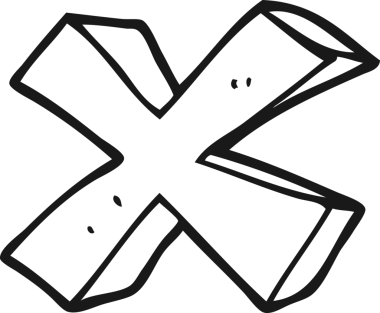 Bir insan tarafından çizilmiş siyah beyaz çizgi film negatif x sembolü