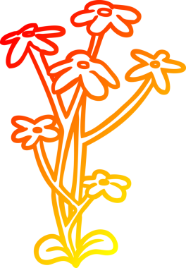 Bir insan tarafından çizilmiş bir çiçeğin sıcak eğimli çizgisi.