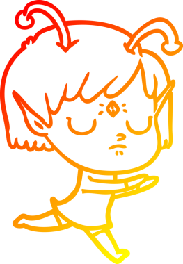 Bir insan tarafından çizilmiş bir uzaylı kız çizgi çizimi.