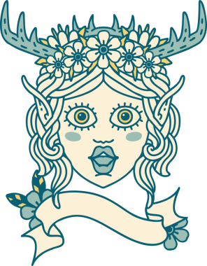 Retro Dövme Tarzı Elf Karakter Yüzü Bir İnsan Tarafından Çizildi