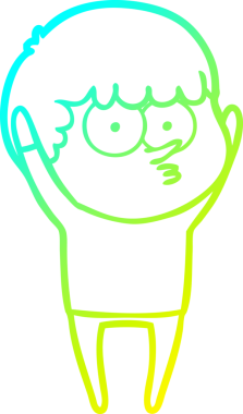 Bir çizgi film karakteri çizen soğuk gradyan bir insan tarafından çizilmiş meraklı çocuk.