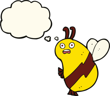 Bir insan tarafından çizilmiş düşünce balonlu komik çizgi film arısı.