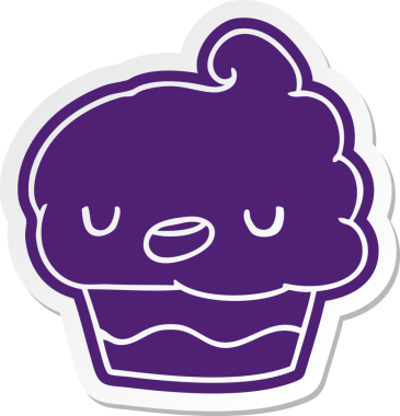 Bir insan tarafından çizilmiş sevimli bir kekin karikatür yapıştırması.