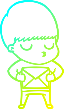 Bir çizgi film karakteri çizen soğuk gradyan bir çocuk bir insan tarafından çizilmiş.